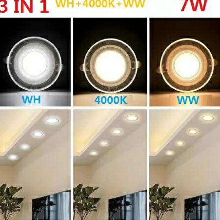 Lampu LED Downlight 3 Warna 6Watt Tanam Plafon Super Terang Ib Panel 6w Dekorasi Plapon 220v Warm