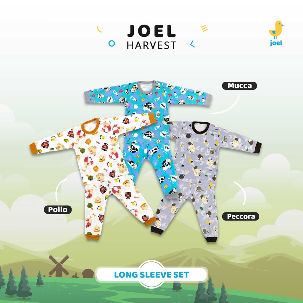 SNI Setelan baju anak lengan panjang JOEL long seelve set baju bayi piyama bayi perempuan laki-laki unisex baju tidur kaos bayi katun cotton