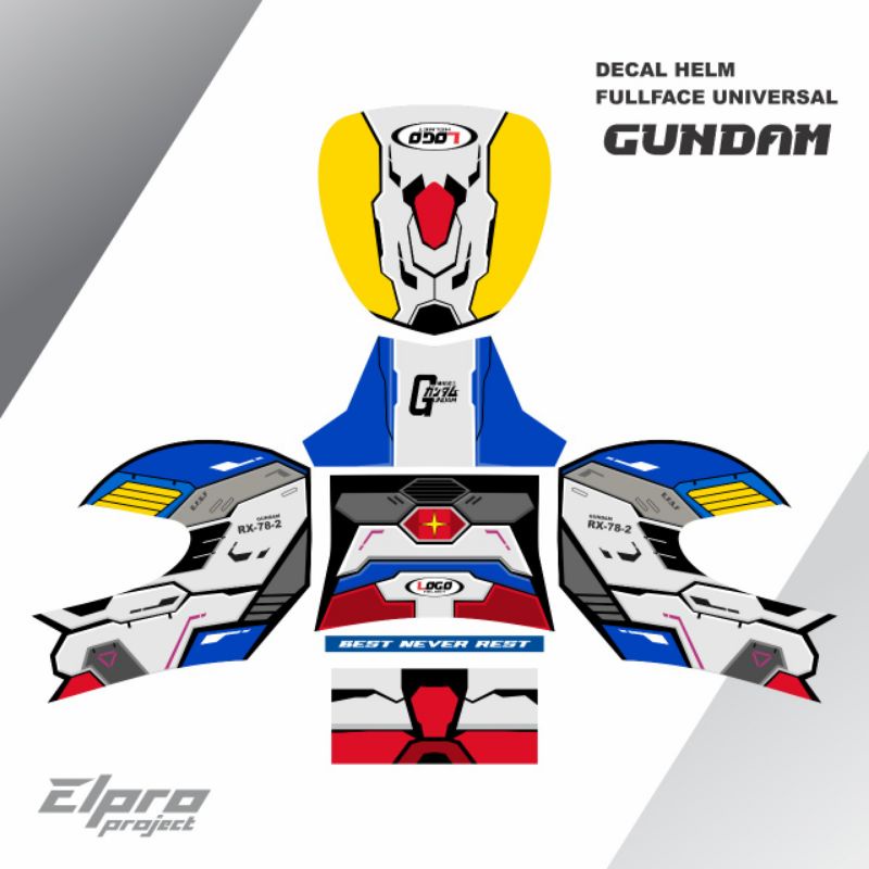 decal stiker helm universal gundam