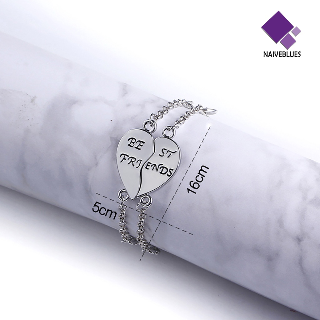 2pcs Gelang Persahabatan Bentuk Hati Untuk Hadiah