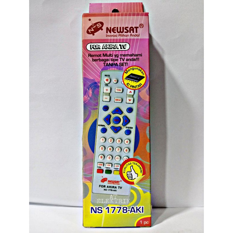 Remote AKIRA  NEWSAT TV Tabung ( NS 1778 AKI ) / Remot TV AKIRA