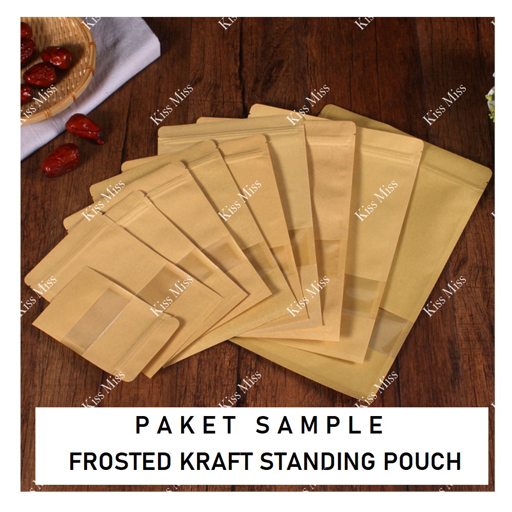 PAKET SAMPLE FROSTED KRAFT STANDING POUCH - Kemasan Makanan - Keripik - Bubuk - Biji