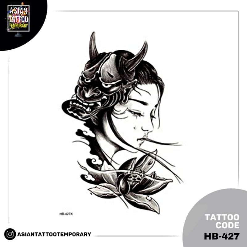 GEISHA HITAM PUTIH TATTO TEMPORARY / TATO TEMPORER / TATO KULIT/ TATO ANTI AIR ASIANTATTOO