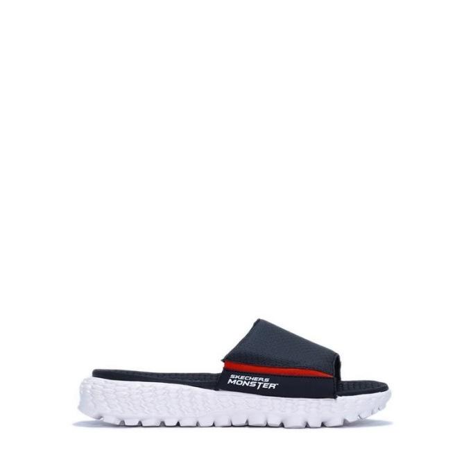 (BISA COD) Skechers Monster Mens Sandal - Black / White BERMUTU Kode 361