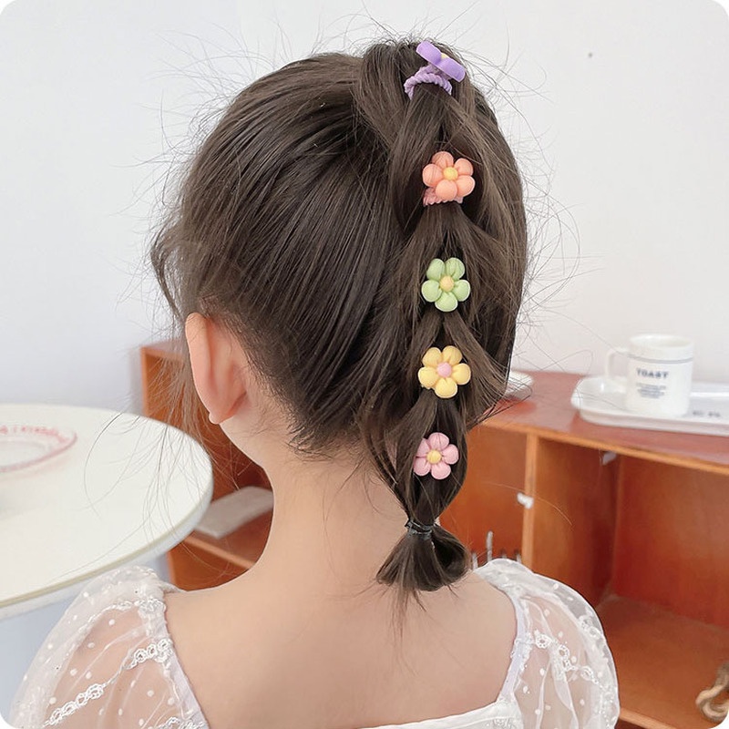 Set Ikat Rambut Ponytail Elastis Bahan Karet Gaya Korea Untuk Bayi