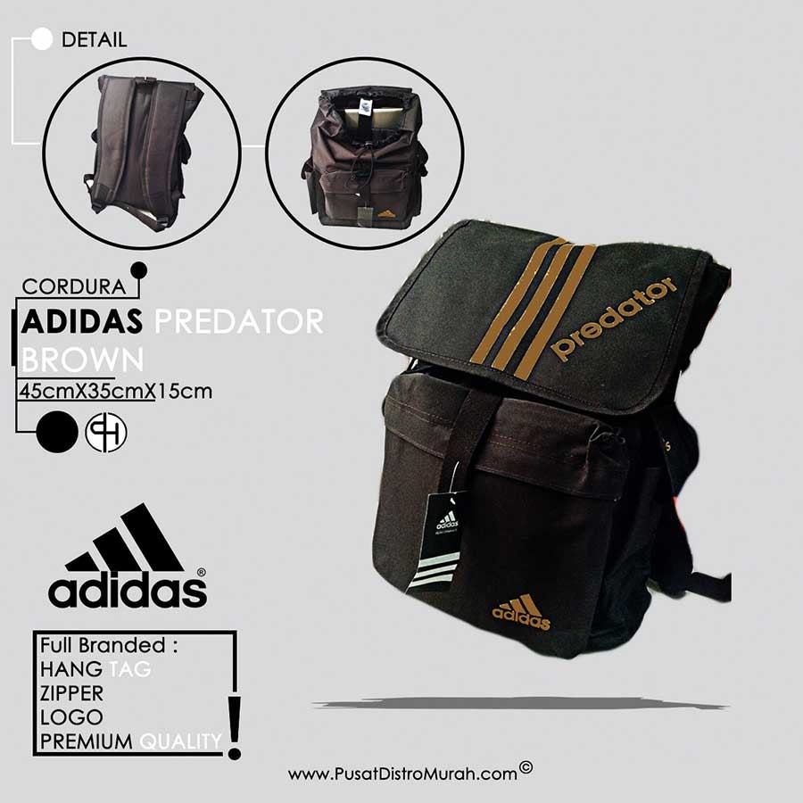 Tas Backpack Ransel Distro Club Bola Adidas Predator Brown - Cokelat