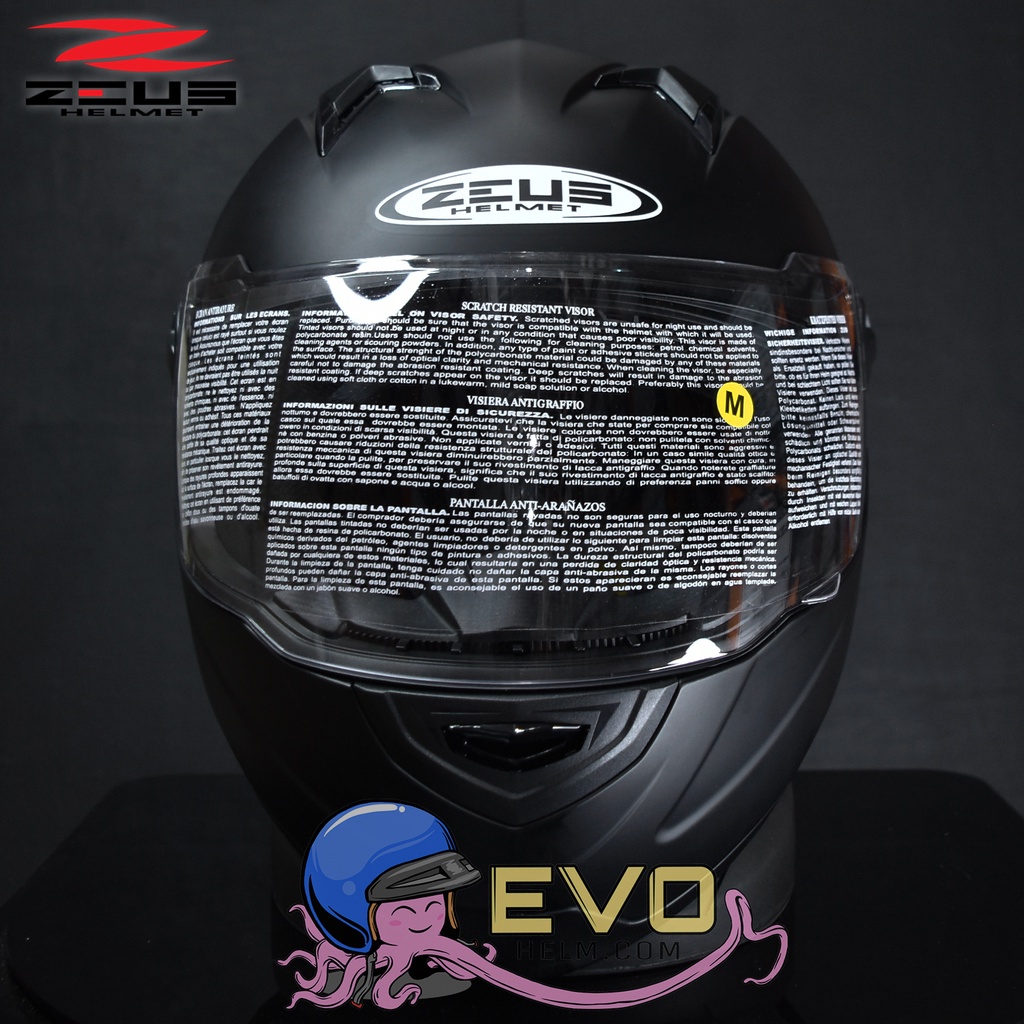 HELM ZEUS FULL FACE HELM ZEUS FULL FACE Helm Zeus 811 Blackdoff Original Helm Zeus Full Face Solid 811 Matt Black - FREE SMOKE VISOR ZEUS ORIGINAL ( ONGKIR 2KG )