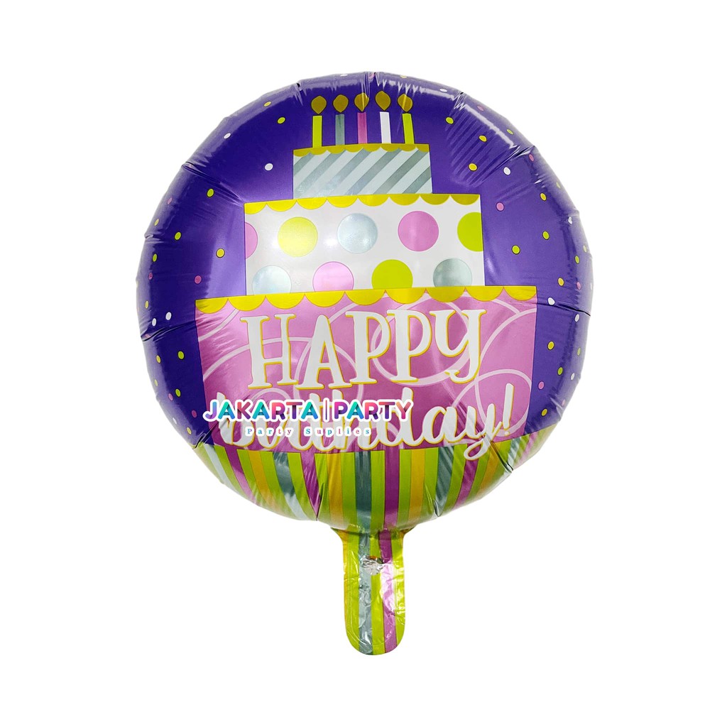 Balon Bulat HBD #10 / Balon Foil Happy Birthday / Balon Motif HBD