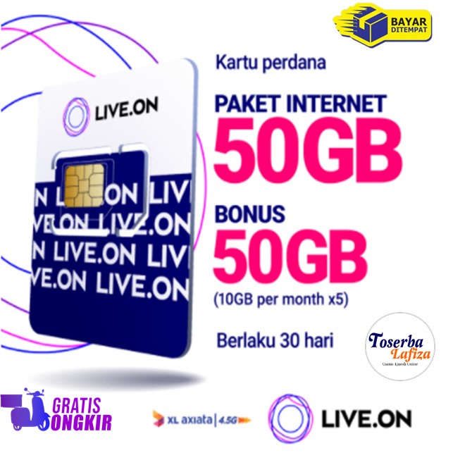 Kartu Perdana Internet LIVE ON POWER FULL 50GB + Bonus 50GB + Bonus Nelpon + Bonus SMS + Kuota Darurat 3GB + Kuota Tanpa dibagi bagi – By XL Axiata 4.5G