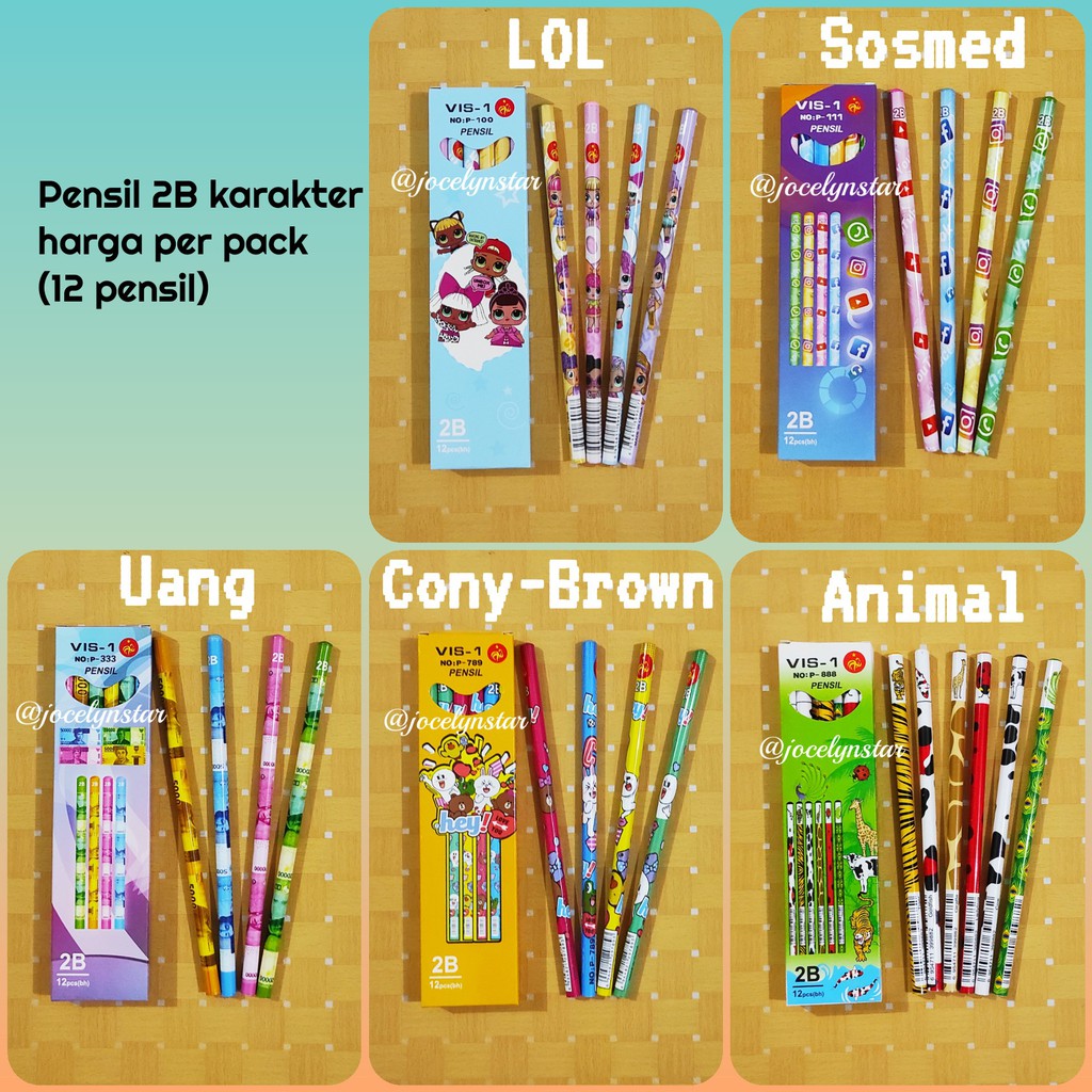 

Pensil 2B karakter isi 12pcs/ pensil kayu karakter