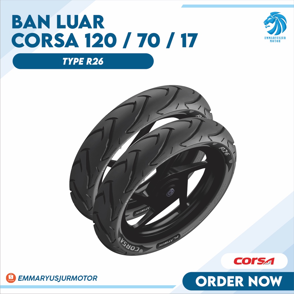 BAN LUAR CORSA R26 120 70 17 TUBLES