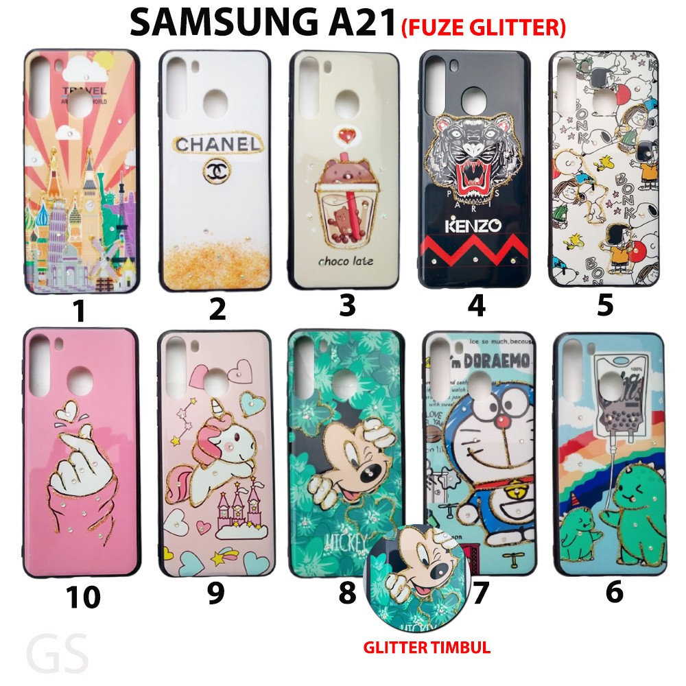 Hardcase Fuze Diamond Glitter Karakter case SAMSUNG A21 Premium Quality