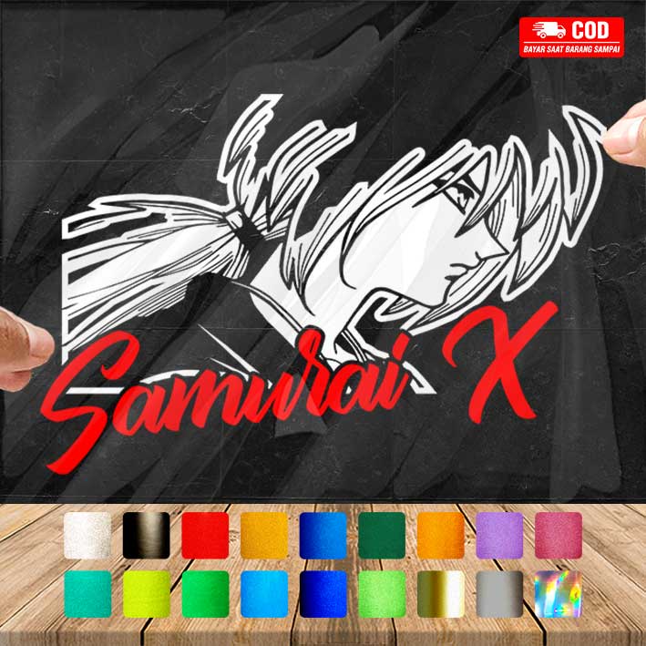 Cutting Stiker Samurai X Variasi Motor Mobil Sticker Timbul Keren Nyala Dasbor Spakbor Visor Body Kaca Helm Laptop Hologram Reflective Tahan Air Bodi Samping Nama Jepang Scoopy Vario Beat NMAX PCX Vespa Aesthetic Pickup Anime Windshield Kustom Modif