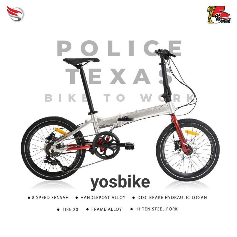Sepeda lipat POLICE TEXAS BIKE TO WORK by ELEMENT (FREE HELM RMB)