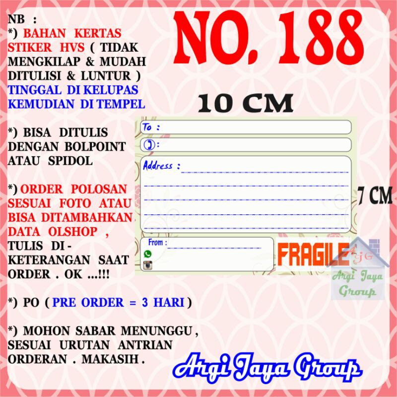 

Stiker HVS - Stiker Pengiriman - Sticker Alamat Olshop Murah Nomer 188-10x7cm