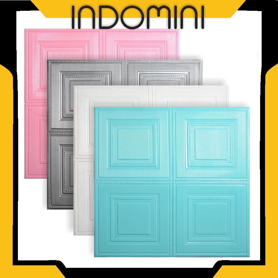 INDOMINI Wallpaper Sticker Foam / Wallfoam Stiker Dinding 3D Motif Kotak Baru Premium High Quality Murah Real 6mm R781