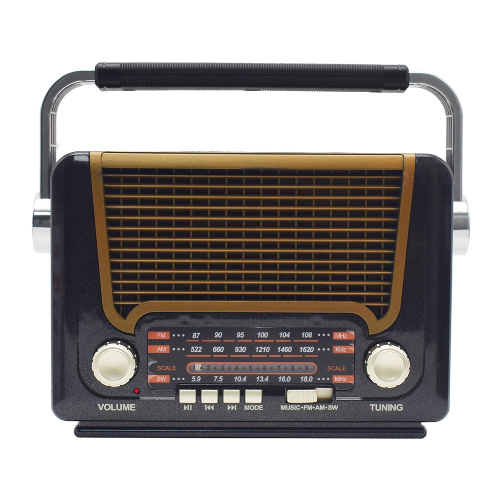 Radio fm bluetooth/AM/SW Radio jadul Player Radio Portabel Retro Solar Pengisian denganSenter Kartu Radio Speaker Bluetooth 527BTS