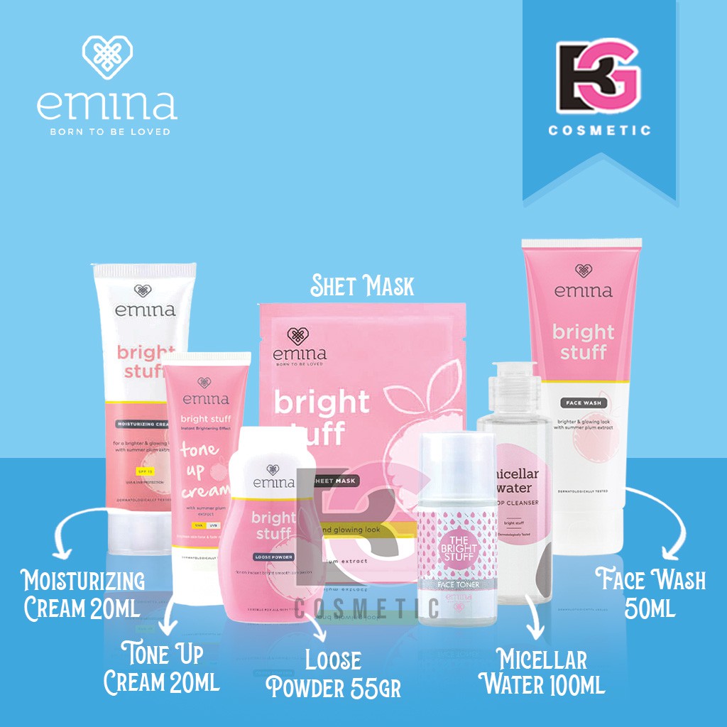 ⭐BAGUS⭐ EMINA Bright Stuff | Toner Face Wash Moisturizing Tone up Loose Powder Serum Acne Prone