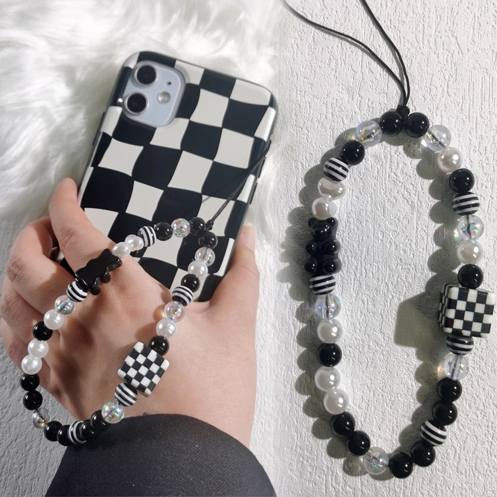 Tali Lanyard Motif Beruang Hitam Bahan Akrilik Anti Hilang Untuk Case Handphone