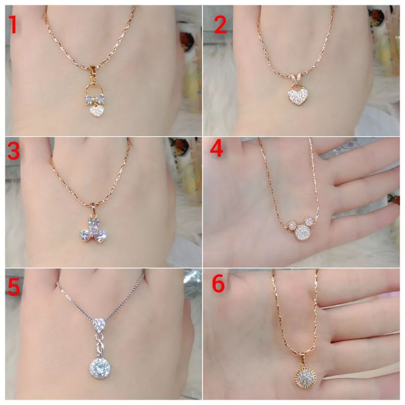 Kalung Titanium Wanita Anti Karat, Anti Alergi, Tahan Lama, Di Jamin REALPICT 100% Dan High Quality, Pilih 1 dari 6 Variasi