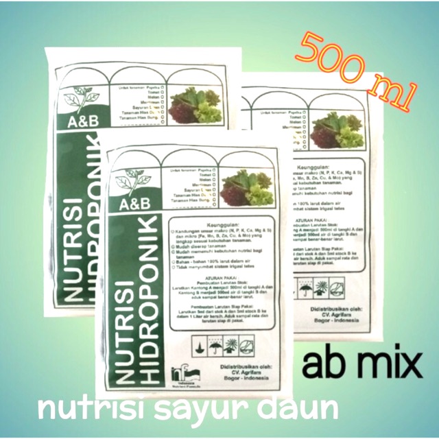 Jual Pupuk Nutrisi Ab Mix Sayuran Buah Hidroponik Ml Shopee Indonesia