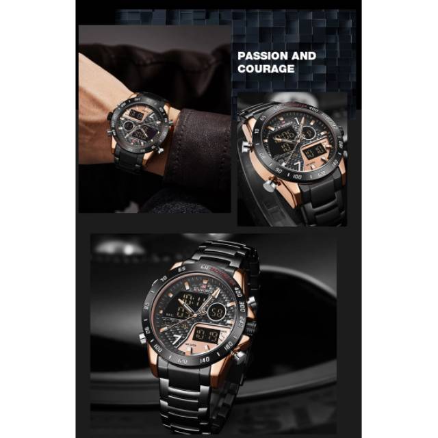 Jam Tangan Pria Naviforce NF9171 Dual Time Kualitas Original Waterproof