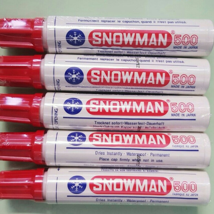 

Mantap Spidol Snowman Permanent Jumbo Marker500 (Hitam,Biru,Merah) Terlaris