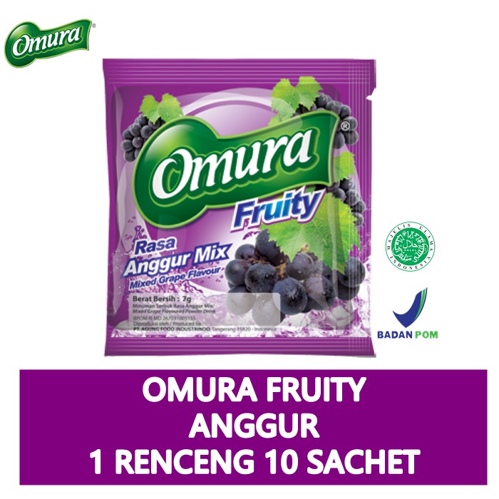 [MINUMAN SACHET] Powder Drink Omura Fruity Rasa Anggur (1 Renceng)