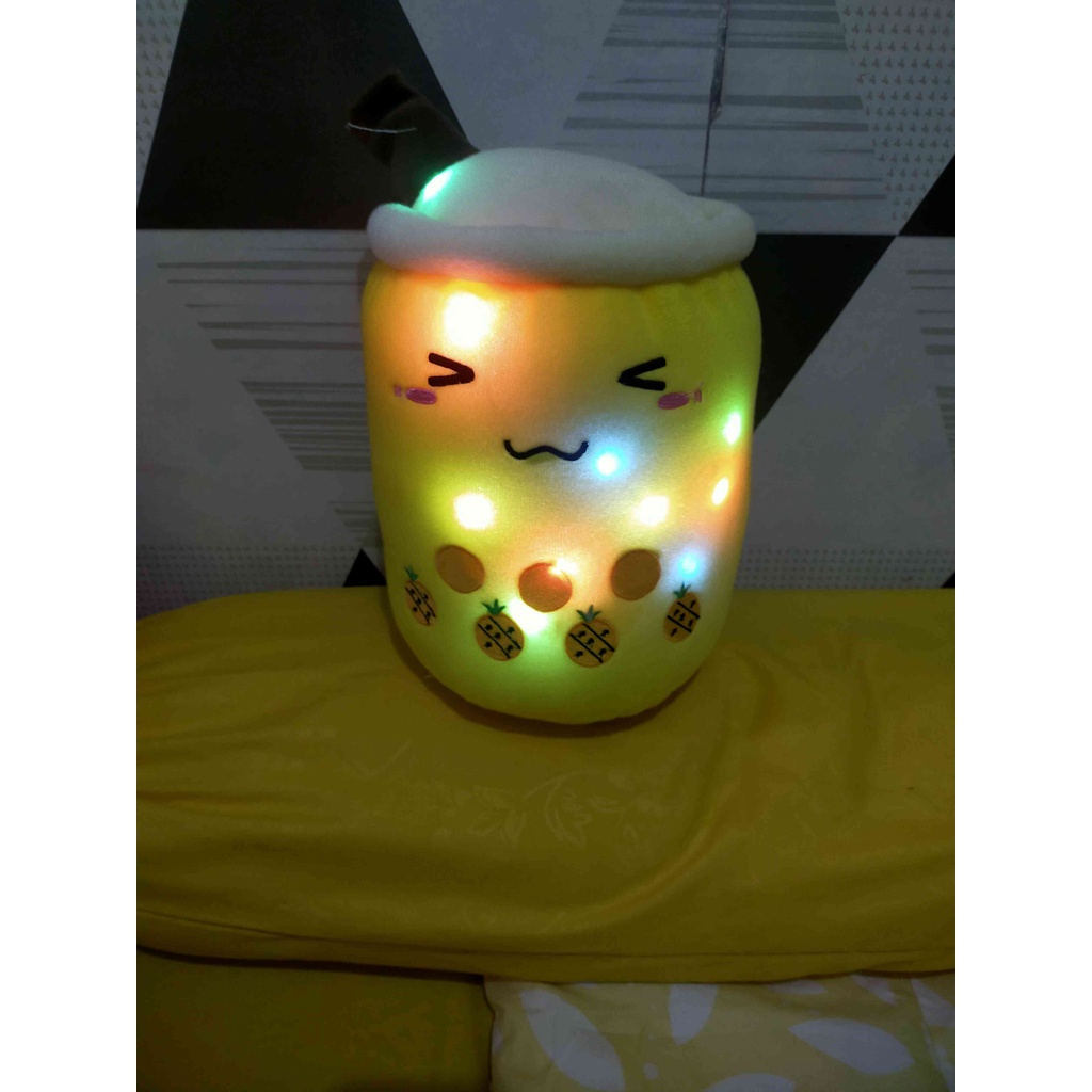 Boneka Boba Milk Tea Lampu LED Diameter 20cm Berlabel SNI