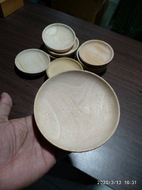 Cobek kayu / Wadah sambal / Tempat Sambal / Saus / Kecap / Bumbu dari Kayu Mahoni Diameter 10 cm