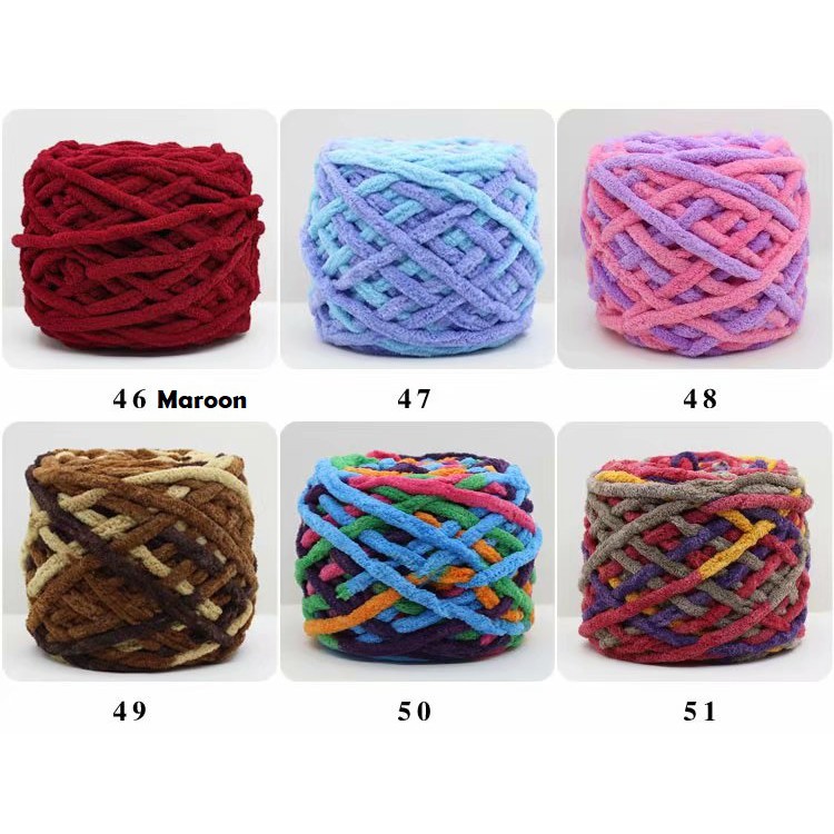 1-40 BENANG RAJUT CHENILLE/ CHENILLE YARN/ BENANG RAJUT HANDUK IMPORT 1 PLY