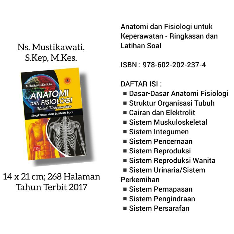 Buku Ori Anfis Tahun 2017 Buku Anatomi Fisiologi Keperawatan Ringkasan Latihan Soal Mustikawati Shopee Indonesia