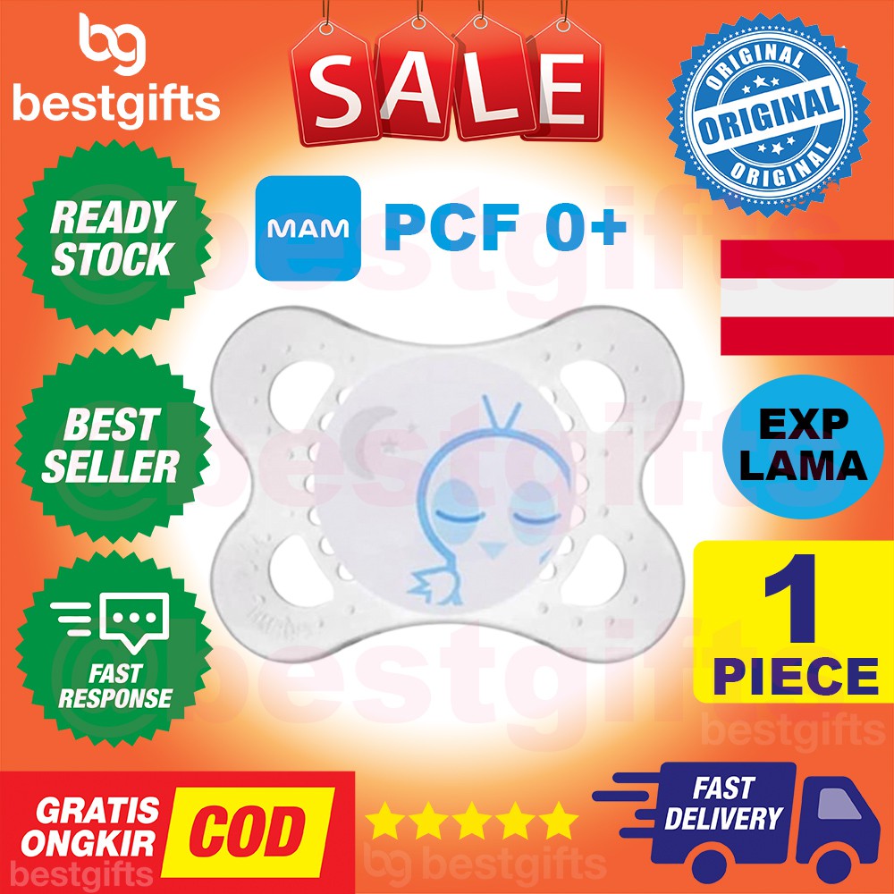 MAM PACIFIER PCF NIGHT 0+ MONTHS BOY BLUE BIRD EMPENG MALAM PUTING SUSU IBU DOT ANAK BAYI 0 BULAN