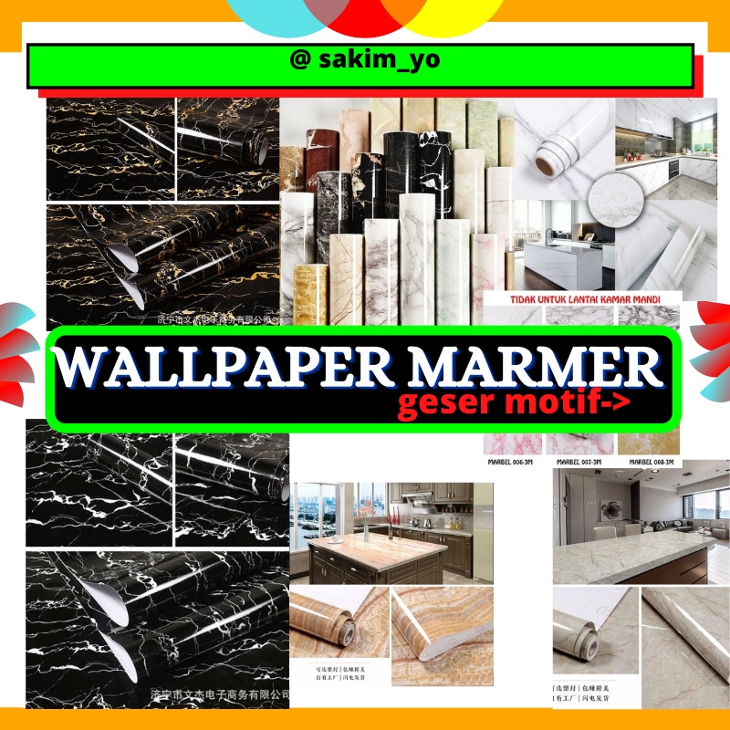 WALLPAPER WALPAPER MARMER DINDING WALL STIKER STICKER SETIKER GLOSSY MOTIF MARBEL DEKORASI RUMAH DIN