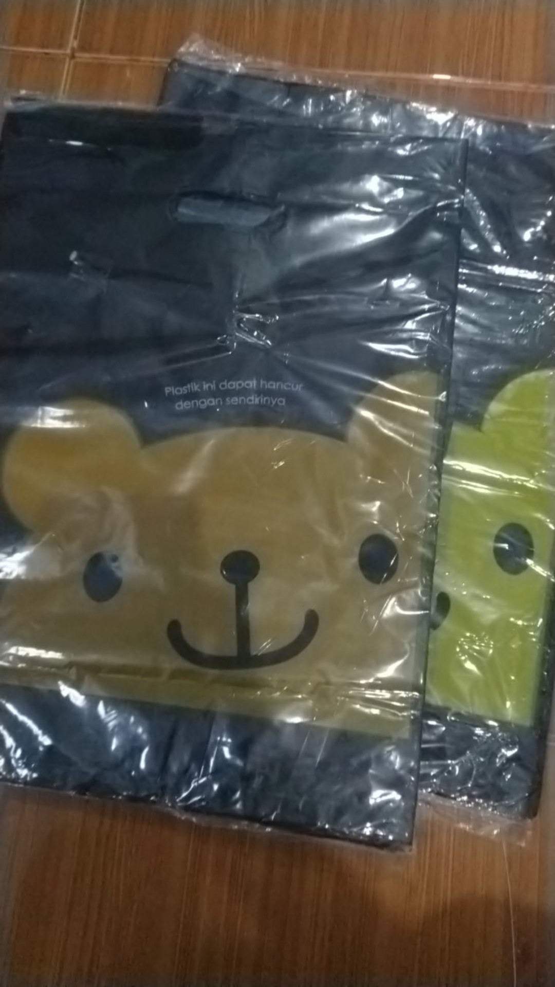 Kantong Plastik Hd Oval Teddy Bear (pegangan Tengah) Uk 30 Cm (1 Pack)