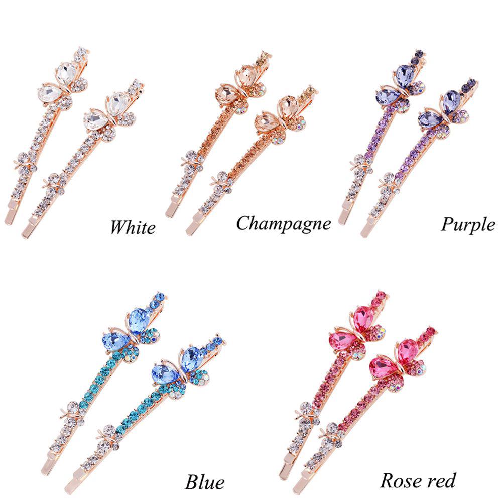 1 Pasang Jepit Rambut Model Kupu kupu Kristal Bling Gaya 1 Pasang Jepit Rambut Model Kupu kupu Kristal Bling Gaya