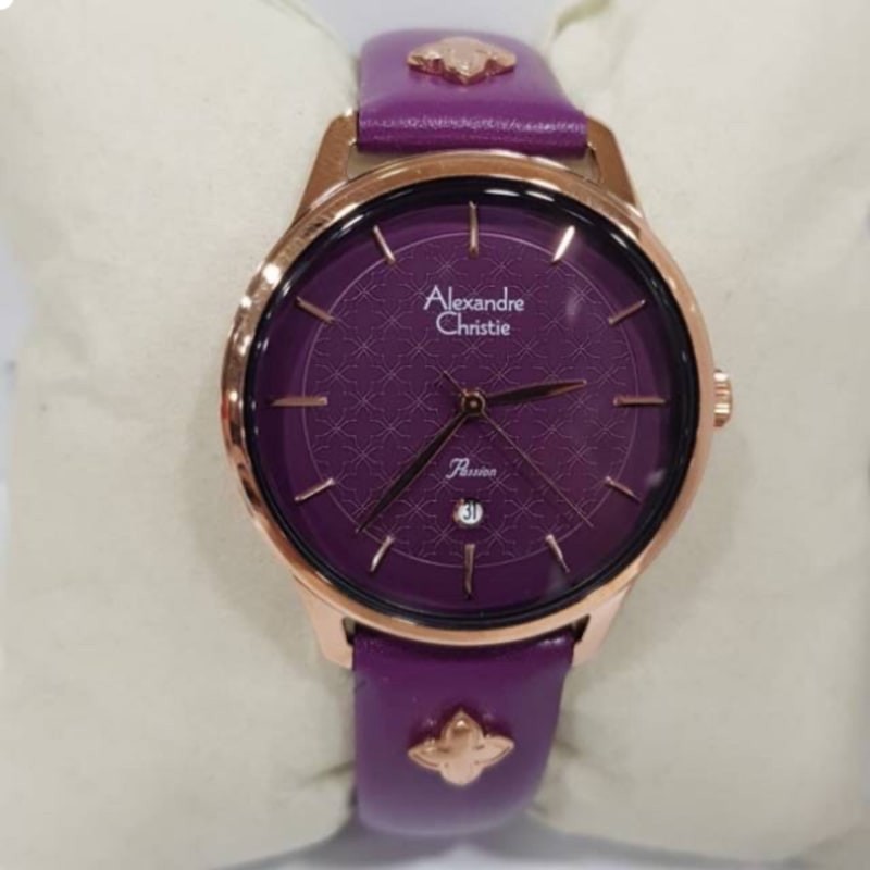 Jam tangan wanita ALEXANDRE CHRISTIE AC 2777 ungu ORIGINAL