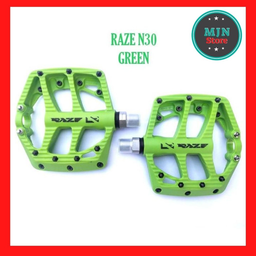 Pedal Sepeda Bearing Nylon Fiber Anti Slip ORIGINAL Raze N30 Green - MM071