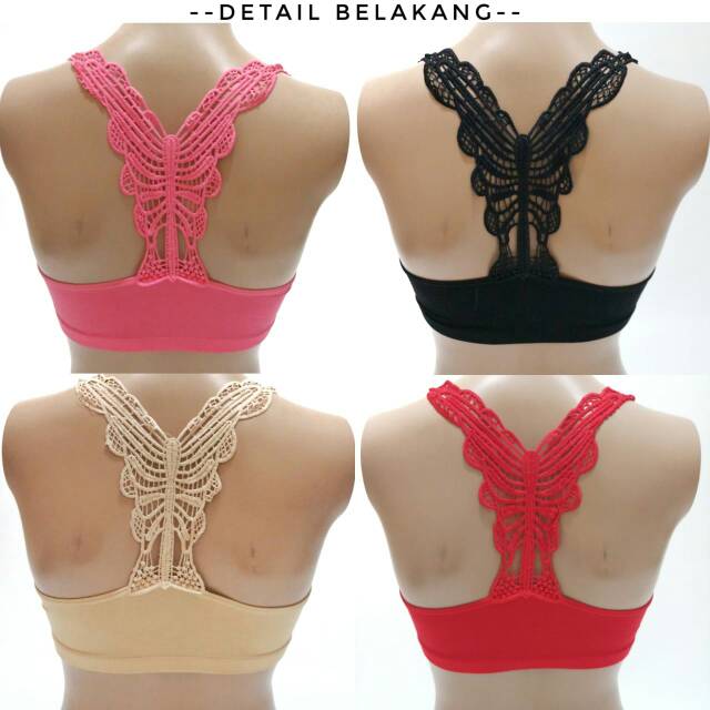 Bralette Wanita Kupu-kupu Dengan Busa Bralette Sport Miniset Bra Cewek Murah Busa Bisa Dilepas