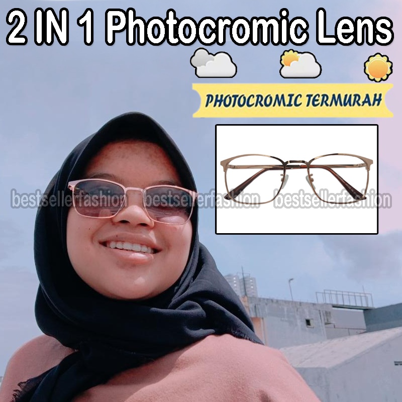 SALE KACAMATA PHOTOCROMIC - LENSA BERUBAH WARNA WANITA/PRIA VINTAGE KOREAN STYLE KACA MATA FOTOCROMIC FASHION TERKINI FRAME KOTAK BESI KACAMATA NORMAL HITAM TRANSPARAN TRANSISI 2IN1 KACAMATA GAYA CEWE COWO NEW STYLE KOREA