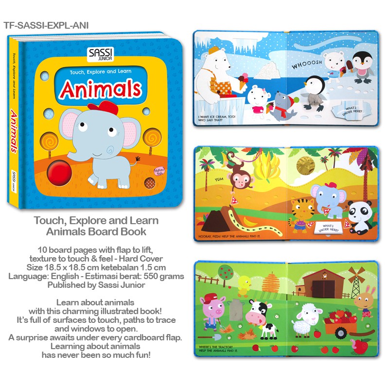 Tf Sassi Expl Ani Touch Explore And Learn Animals Board Book Shopee Indonesia