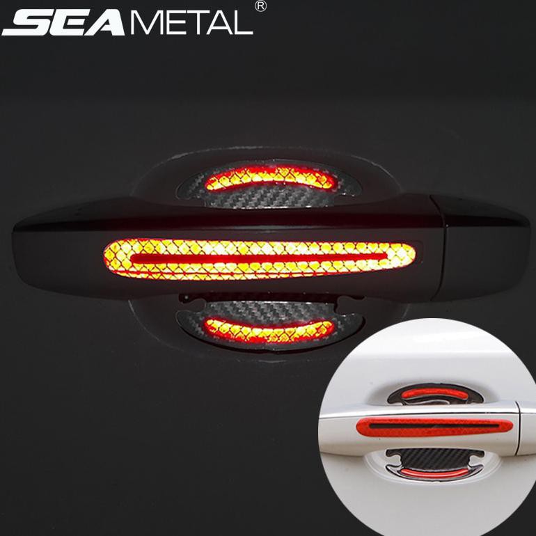 Seametal Reflective Sticker Gagang Pintu Mobil Car Door Handle 4PCS White Putih Grab Medan