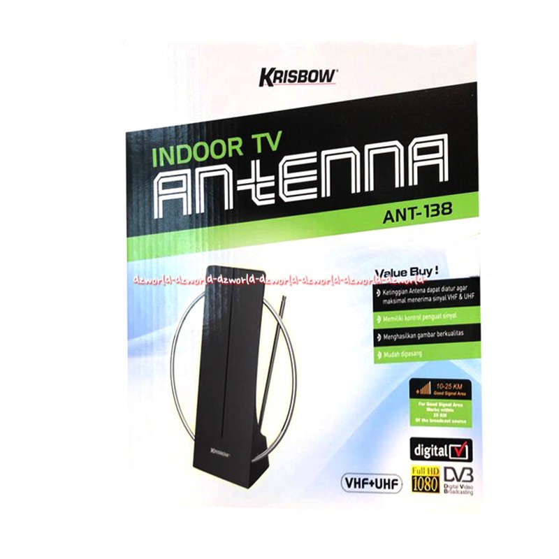 Krisbow Indoor TB Antenne Ant 138 TV memiliki kontrol penguat sinyal dan mudah dipasang