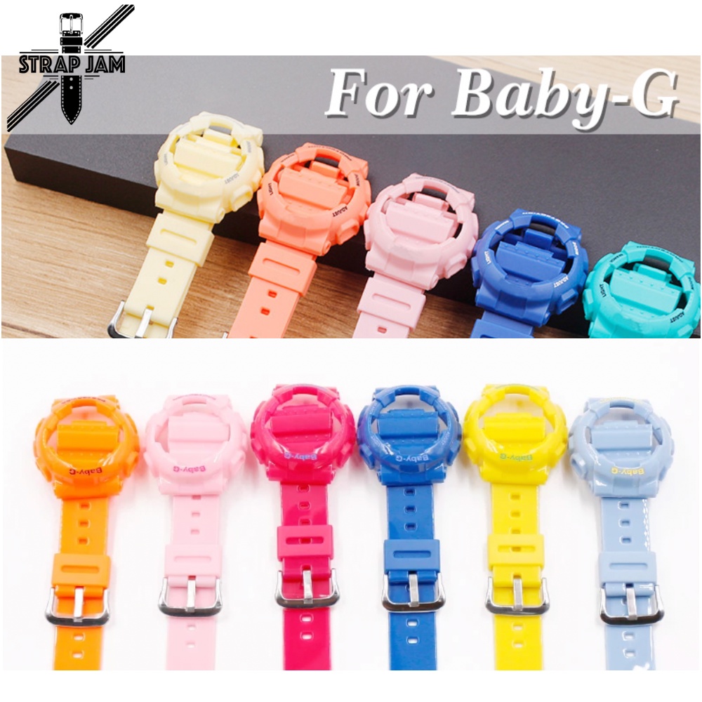 Strap Untuk Casio Baby-G BA 110 111 112 120 BA110 BA111 BA112 BA120 - Tali Jam Resin Set Dengan Case Glossy