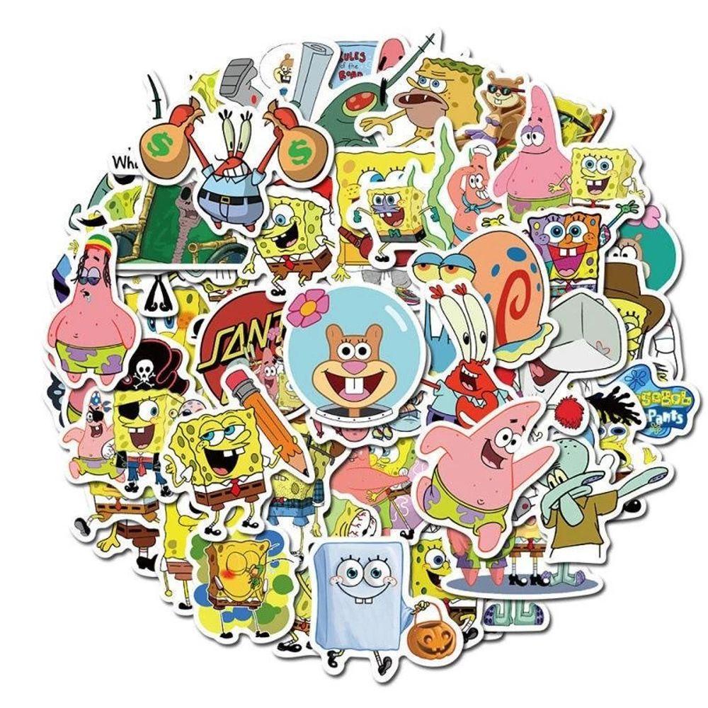 Lanfy SpongeBobs Stiker DIY Scrapbooking Kreativitas Laptop Decals Perekat Diri Ponsel Dekorasi Graffiti Stiker