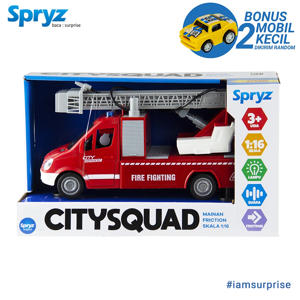 Spryz Citysquad NEW 1:16 Mobil Pemadam &amp; Reparasi Jalan Friction Suara &amp; Lampu