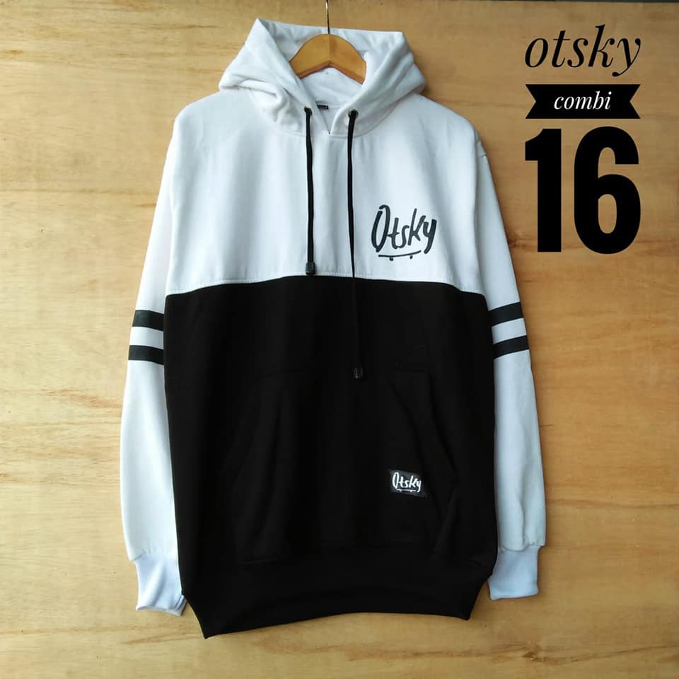 HOODIE OTSKY COMBINASI / SWEATER HOODIE OTSKY / JAKET OTSKY KOMBINASI DUA WARNA TERBARU DAN TERLARIS