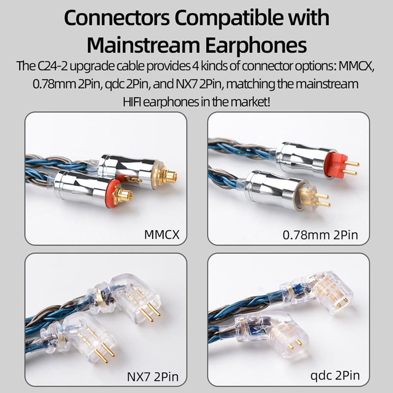 Nicehck C24-2 24 Core Kabel Headset Bahan Tembaga Alloy Lapis Silver 3.5mm / 2.5mm / 4.4mm Mmcx / Nx7 / Qdc / 0.78 2pin A6 Mk Lz3