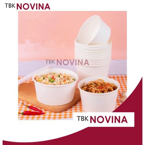 [25PCS] Paper Bowl Tebal 500ml Per Pack Mangkuk Tahan Panas Microwave Hanya Body Mangkok Kertas