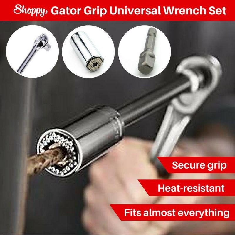 Super Set Universal Kunci Ring Pas Sok Soket Kunci Gator Grip Baut 7Mm - 19Mm Mobil Motor Sepeda